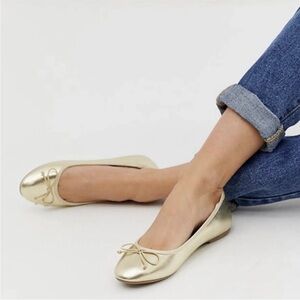 MARGAUX The demi Gold Soft Leather Handmade Ballet Flat Shoes 38.5